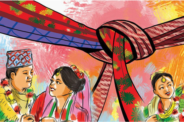 वर र वधू सिँगारेर मण्डपसँगै सजाएको